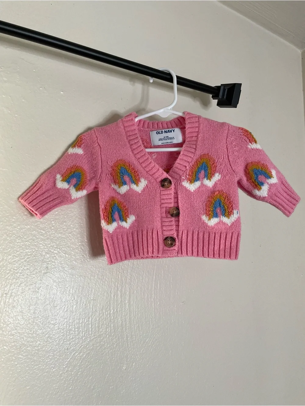 0-3M Old Navy Pink Baby Girl Rainbow Knit Cardigan